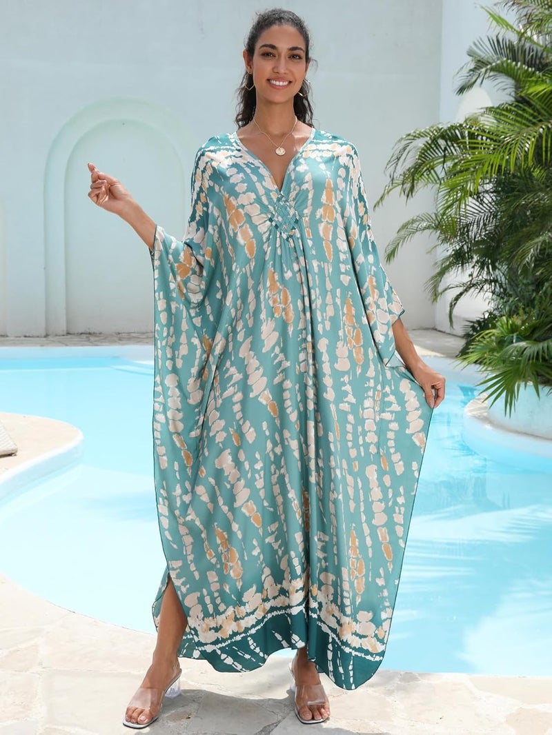 KEYLORTING Women's Plus Size Kaftan Dress – Plus Size Maxi Dress Moo Moos Beach Cover Up,Bathing Suit Cover-Up Loungewear - Image 2